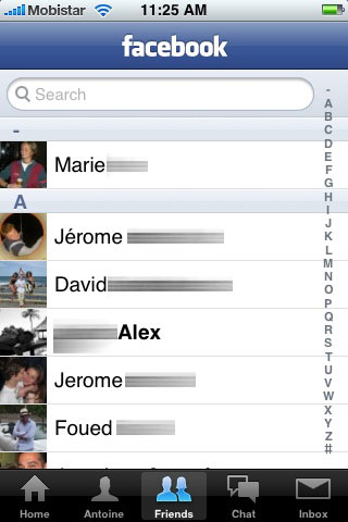 Facebook iPhone Friends