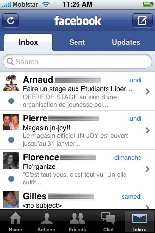 Facebook iPhone Inbox