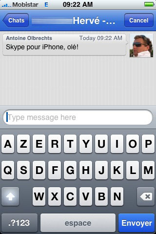 Chat Skype iPhone