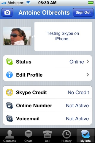 Profil Skype iPhone